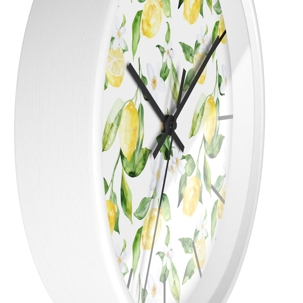 Lemon Blossom Wall Clock â€” Bright Botanical Kitchen Clock