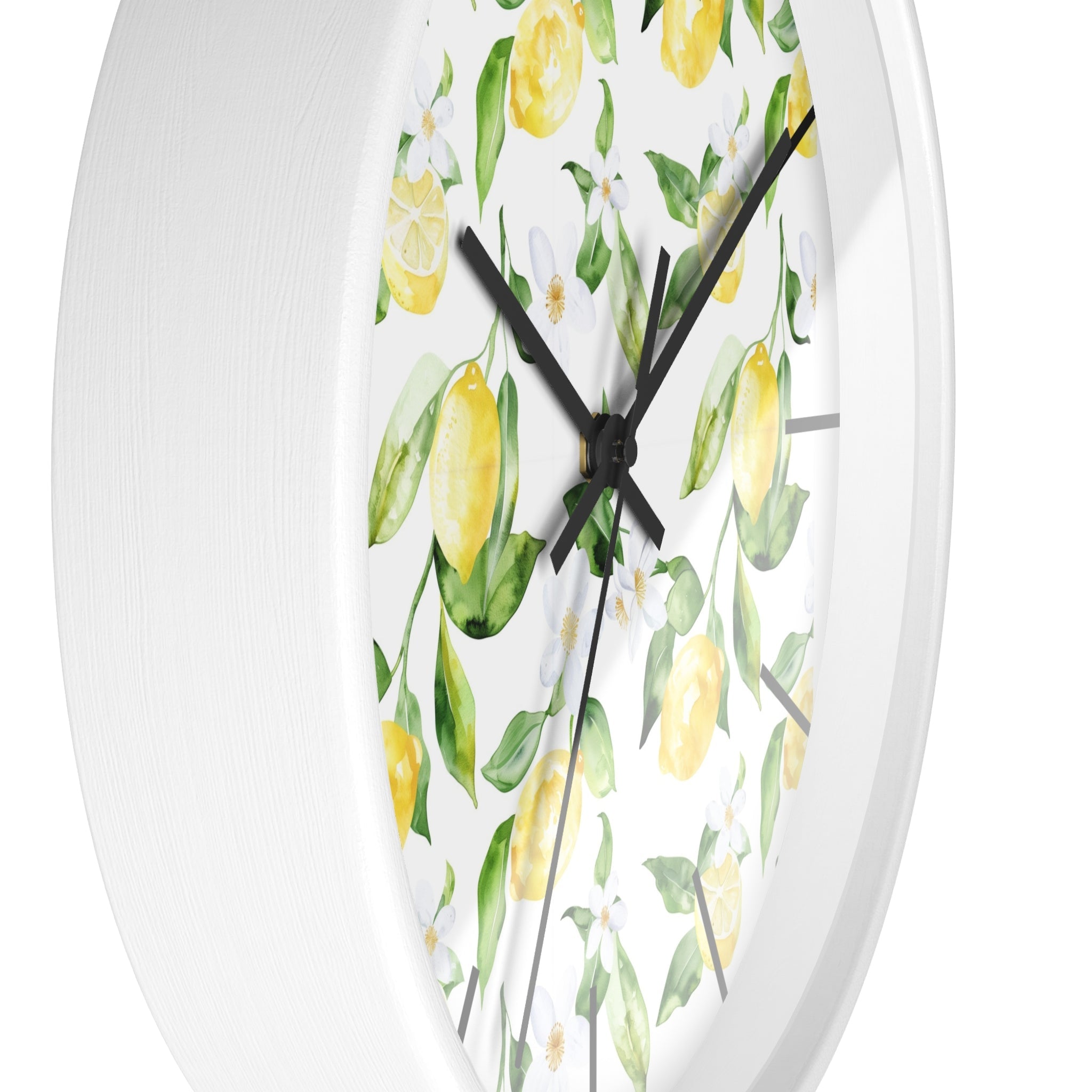 Lemon Blossom Wall Clock â€” Bright Botanical Kitchen Clock