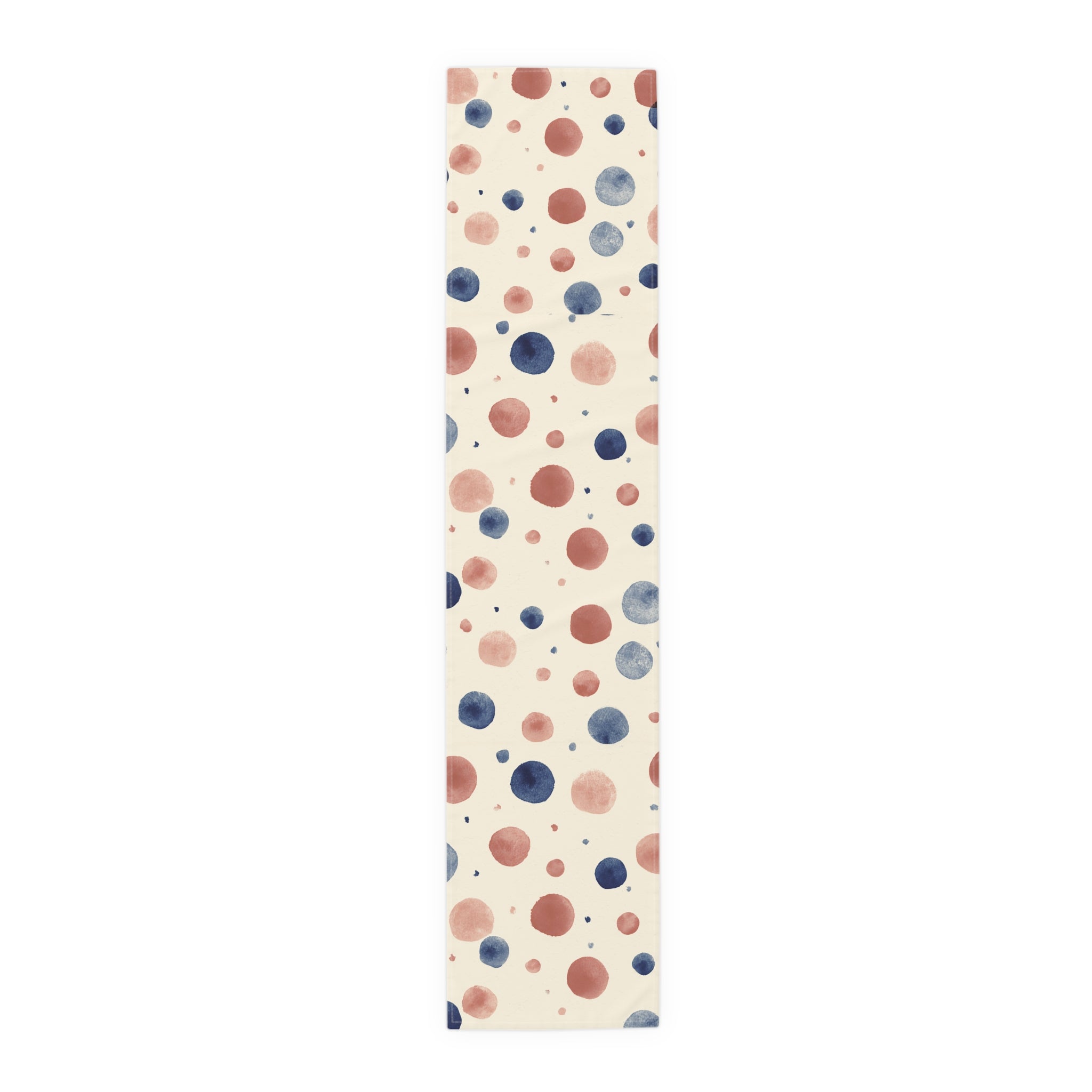 Watercolor Dot Table Runner â€” Neutral Blush & Navy Cotton-Poly Table Decor