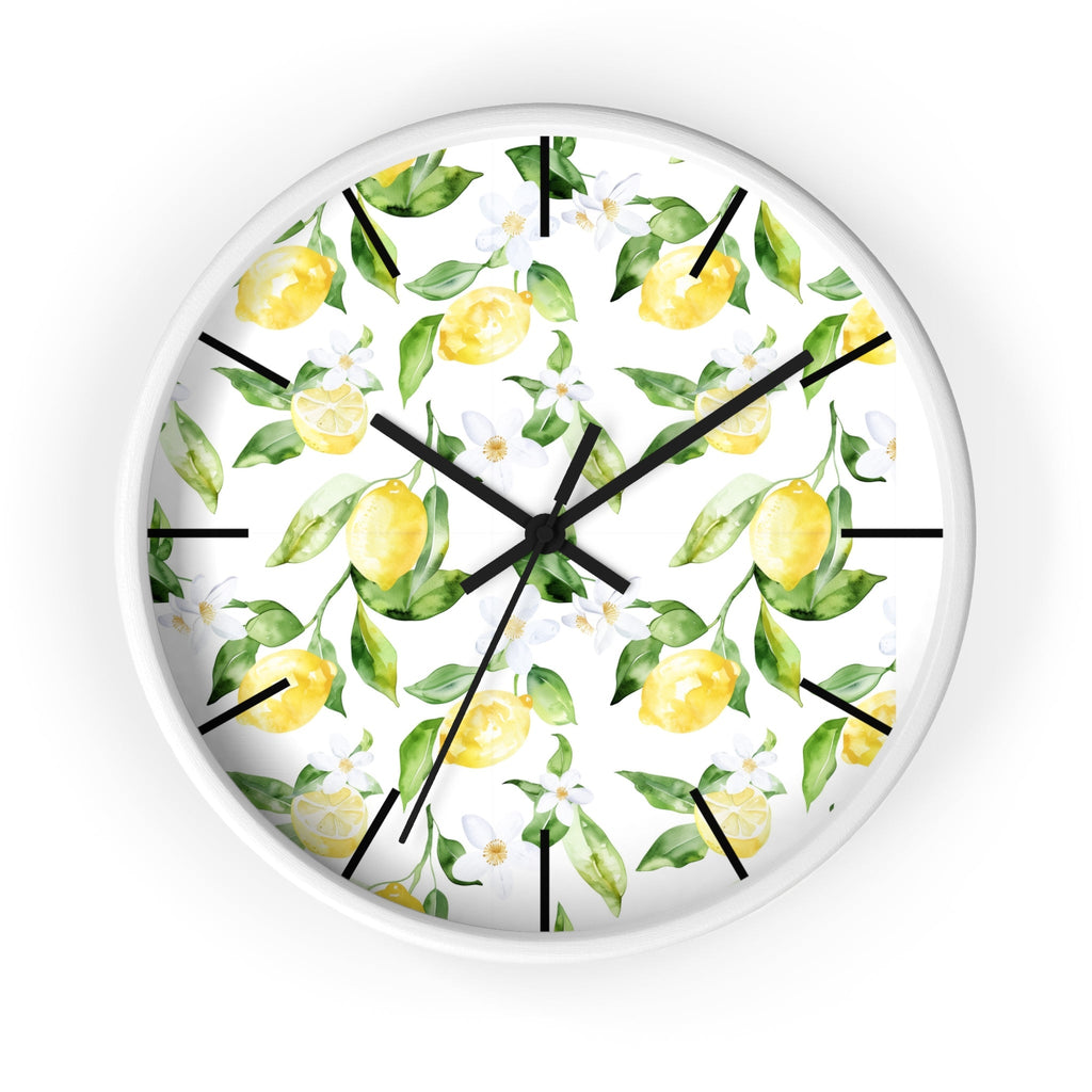 Lemon Blossom Wall Clock â€” Bright Botanical Kitchen Clock