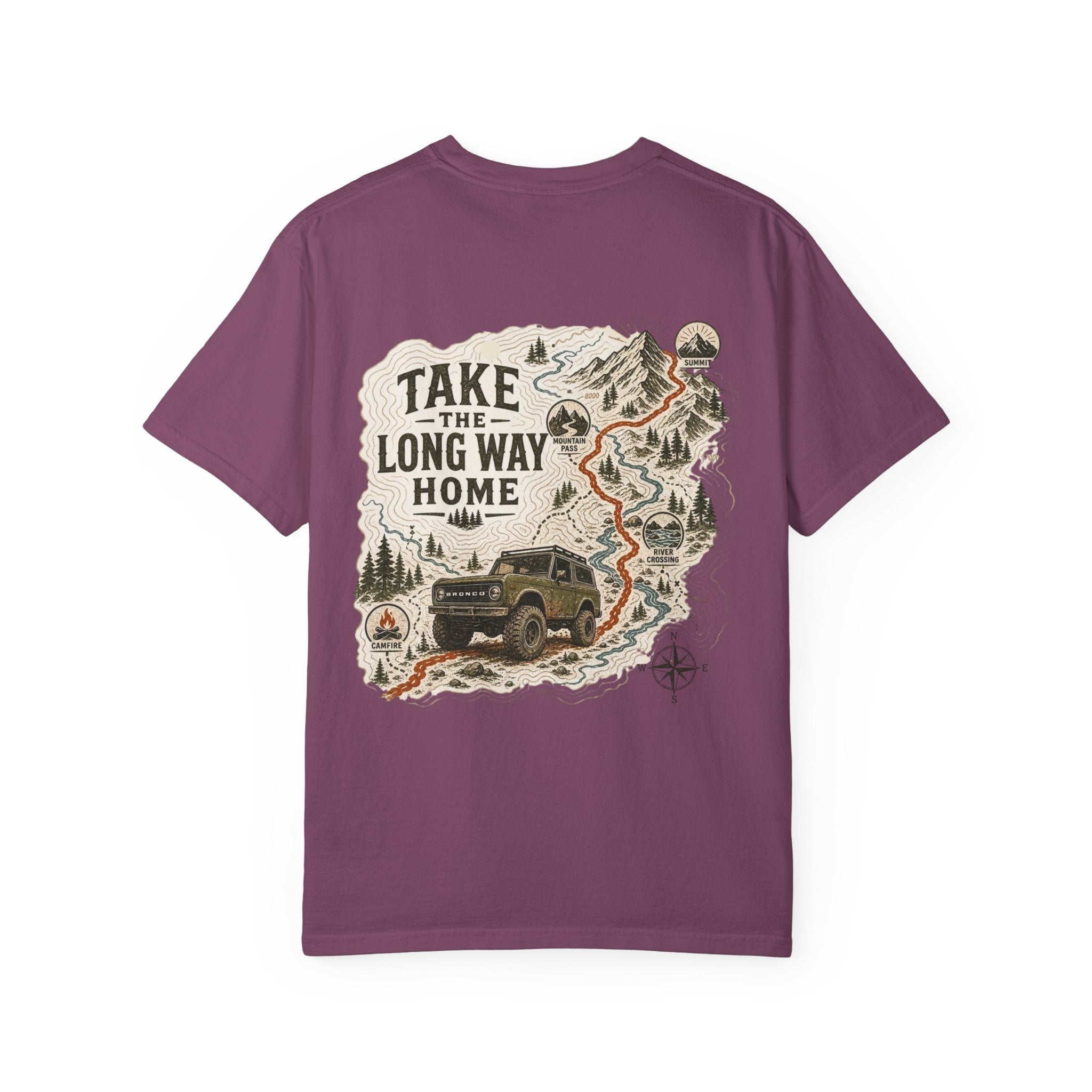 Take the Long Way Home T-Shirt — Adventure Off-Road Map Graphic Tee