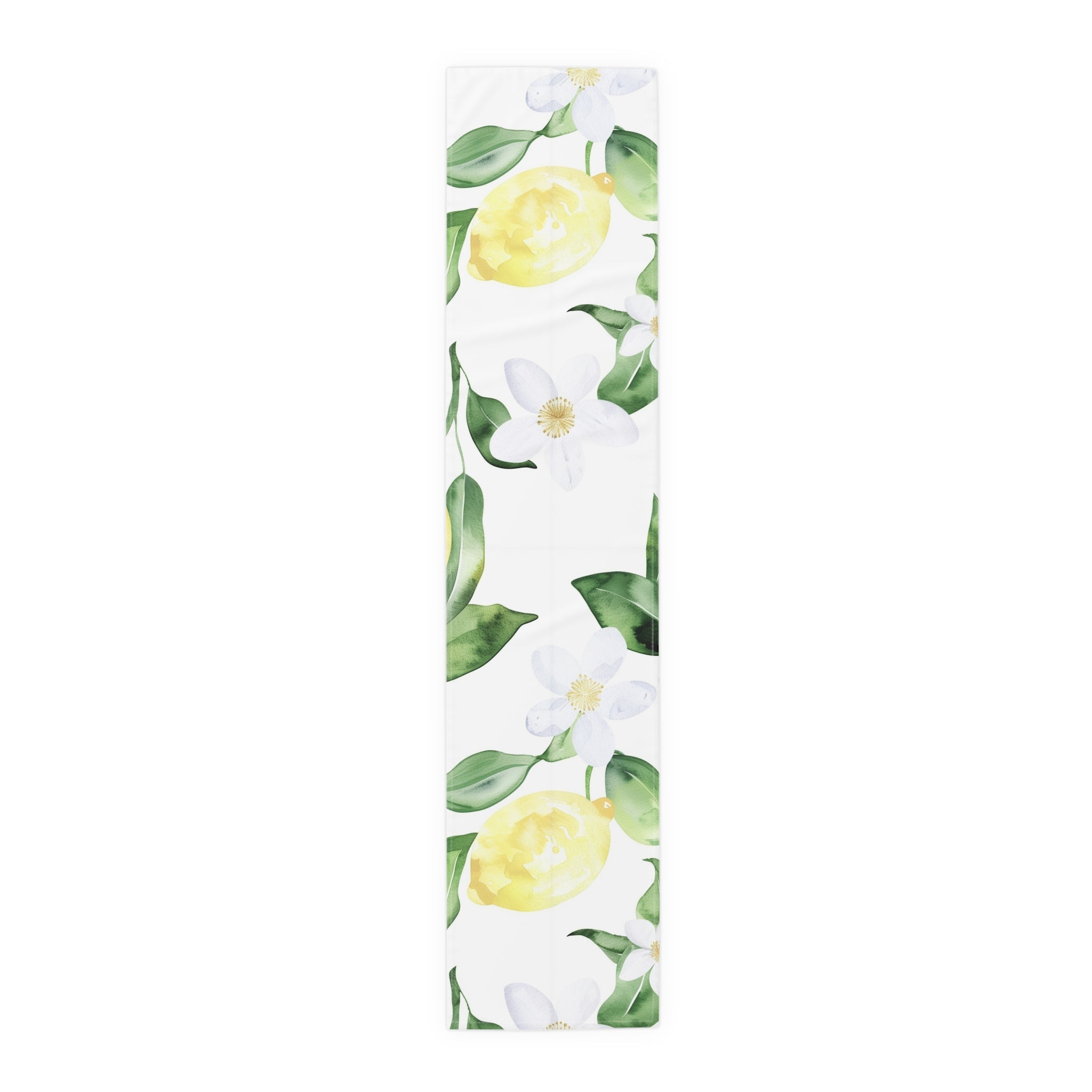 Lemon Blossom Table Runner â€” Citrus Floral Cotton-Poly Decor