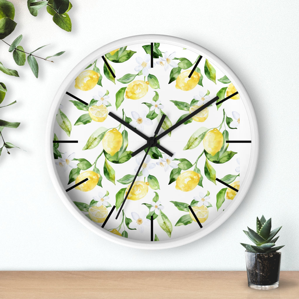 Lemon Blossom Wall Clock â€” Bright Botanical Kitchen Clock