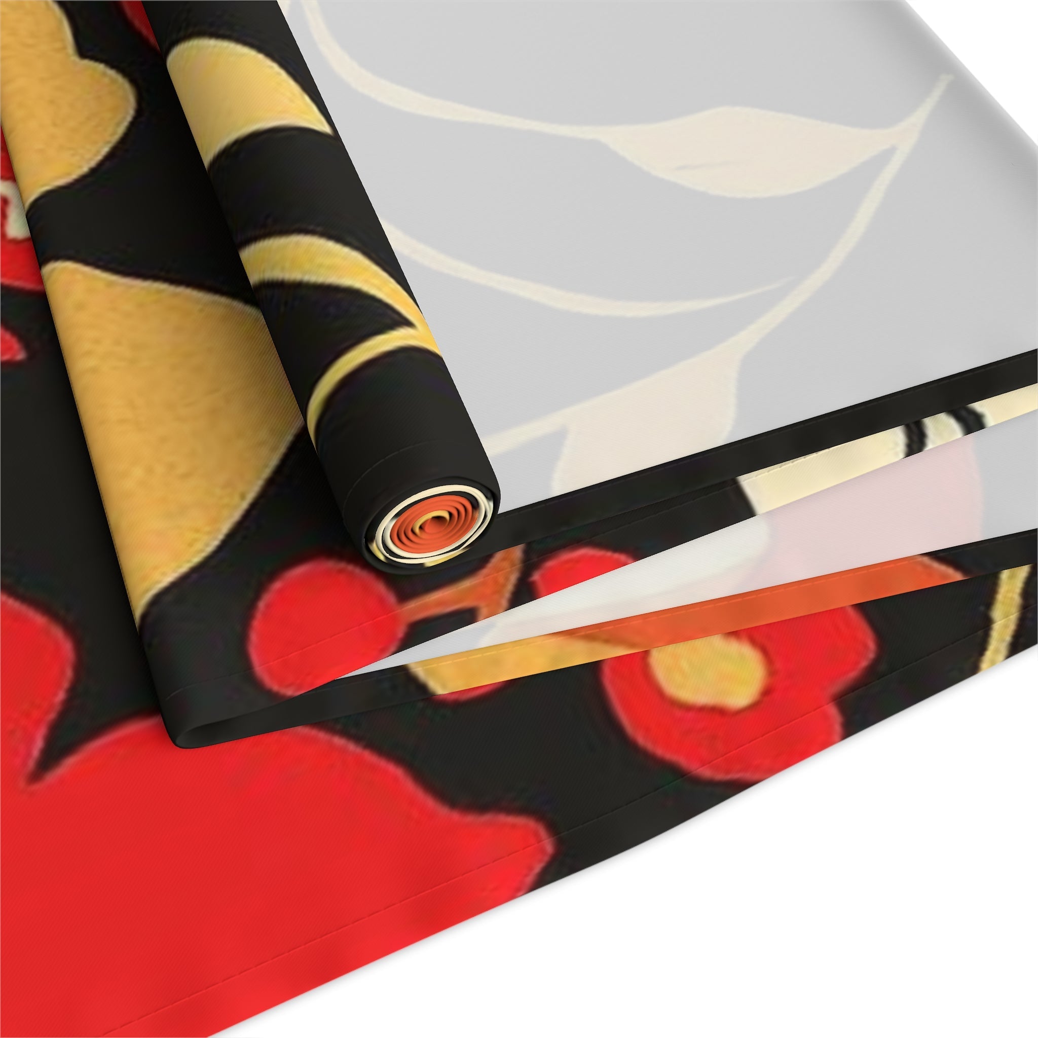 Floral Black & Coral Table Runner â€” Vintage Garden Cotton-Blend Decor 16x90