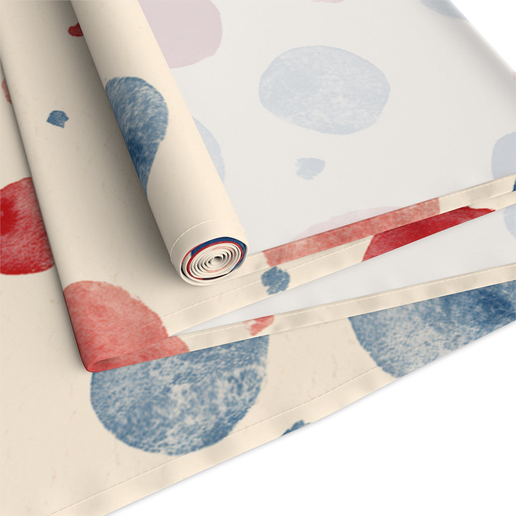 Watercolor Dot Table Runner â€” Neutral Blush & Navy Cotton-Poly Table Decor