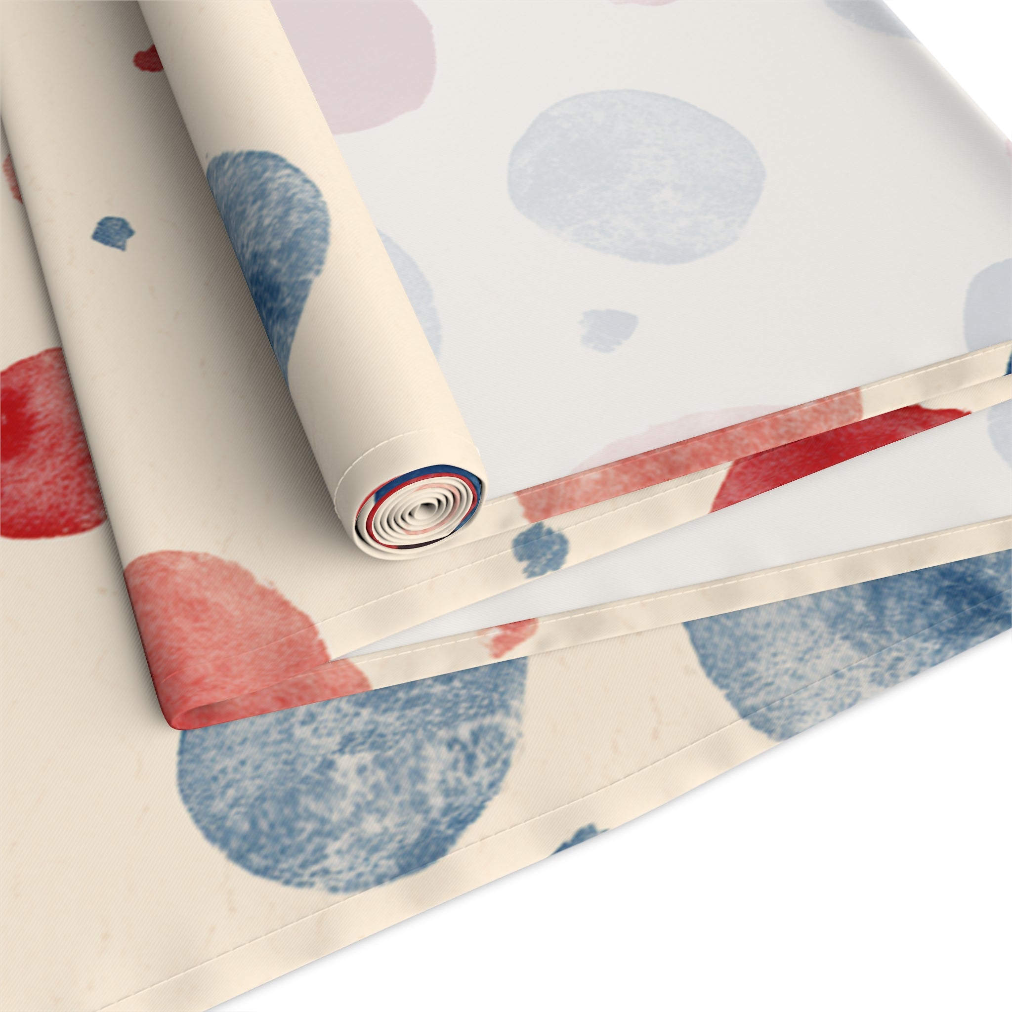 Watercolor Dot Table Runner â€” Neutral Blush & Navy Cotton-Poly Table Decor