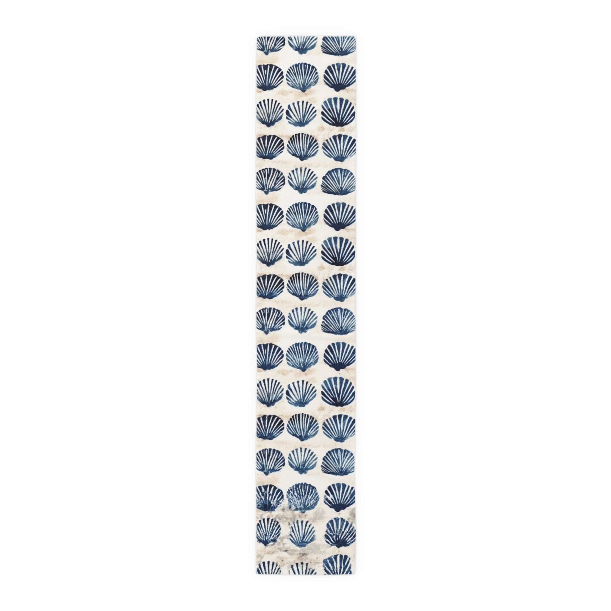 Coastal Navy Shell Table Runner â€“ Blue Seashell Cotton-Poly Dining Decor