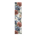 Floral Cotton-Poly Table Runner â€” Blue & Rust Watercolor Garden