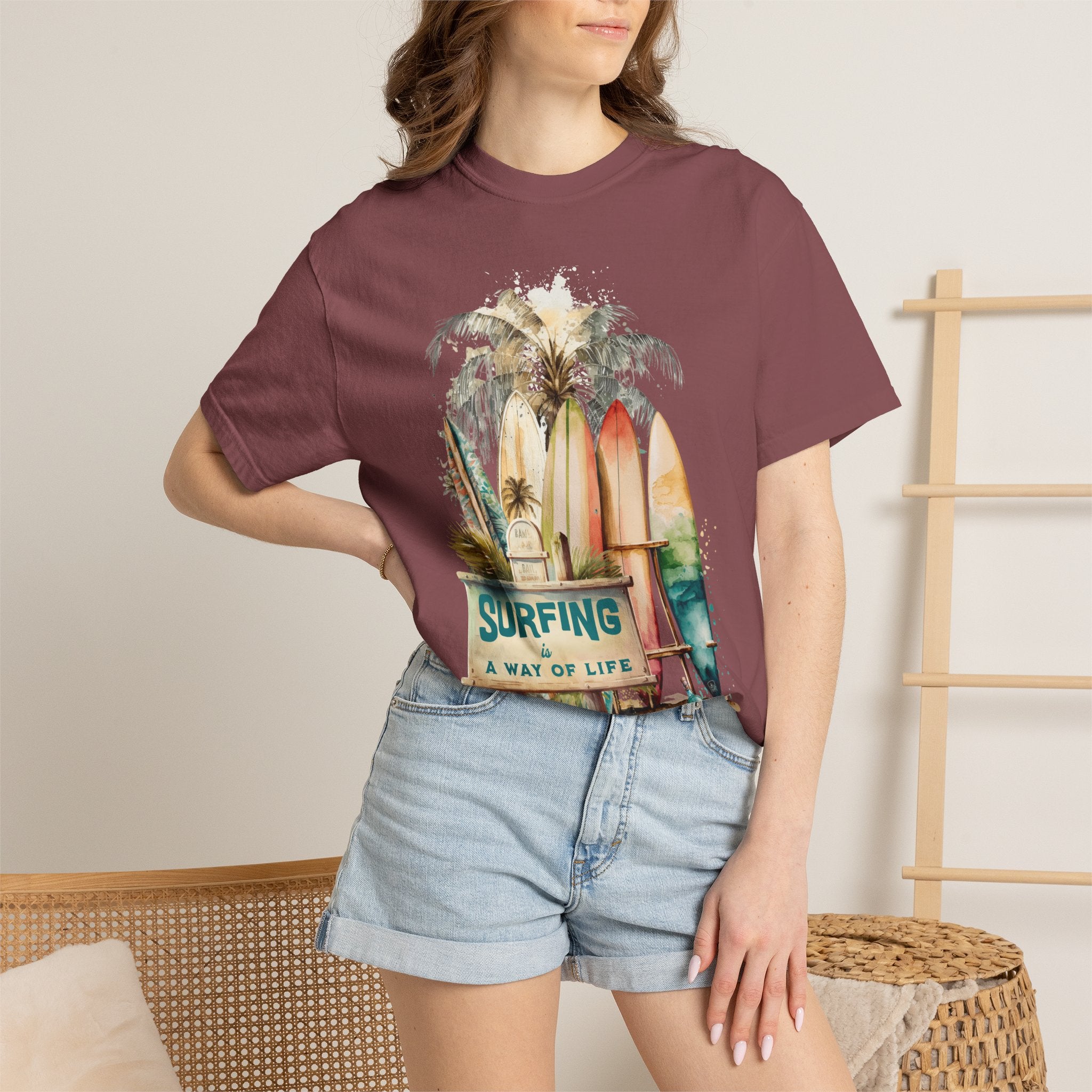 Surfing: A Way of Life T‑Shirt — Vintage Surfboard Beach Graphic Tee