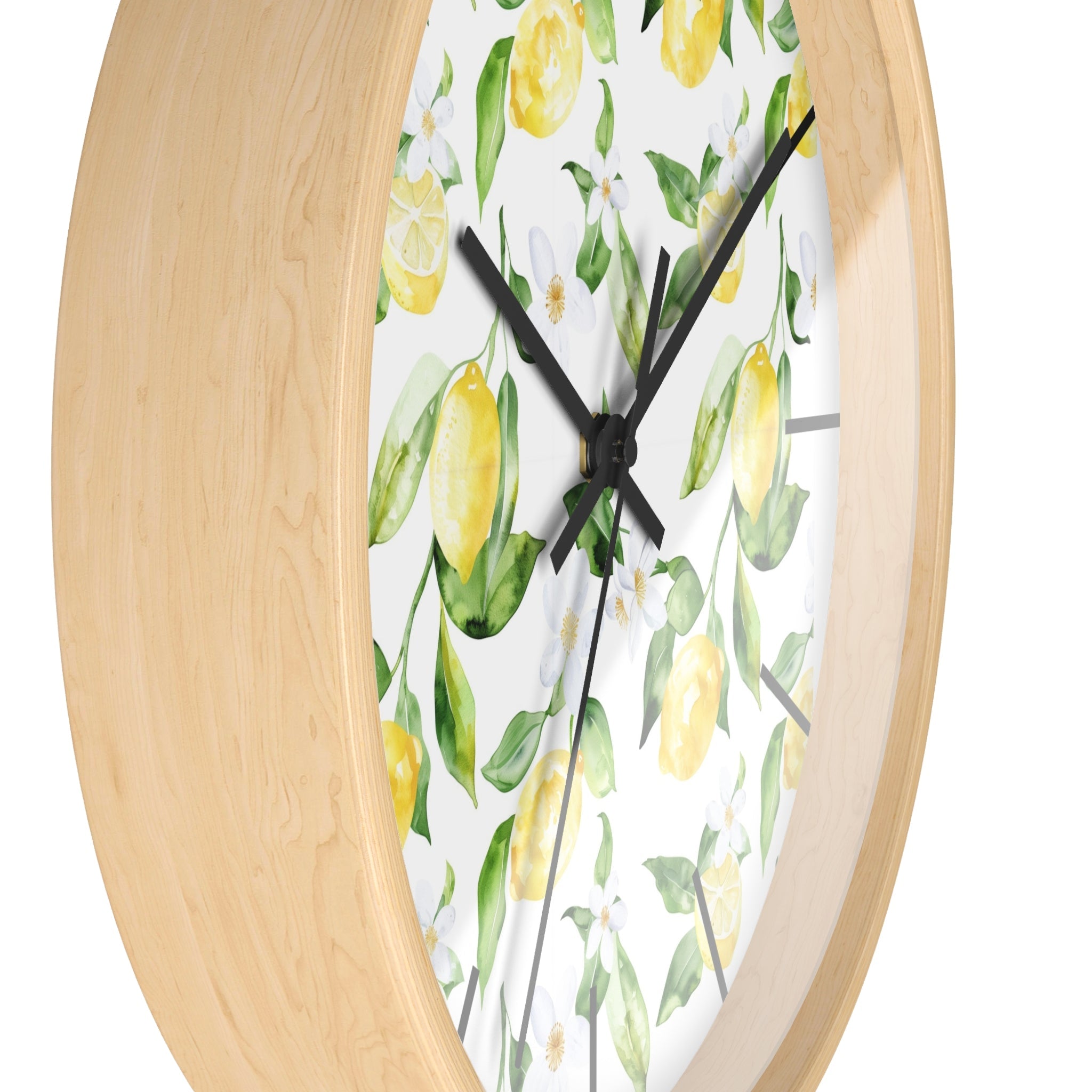 Lemon Blossom Wall Clock â€” Bright Botanical Kitchen Clock