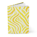 Yellow Abstract Swirl Hardcover Journal â€” Bright Wavy Pattern Notebook