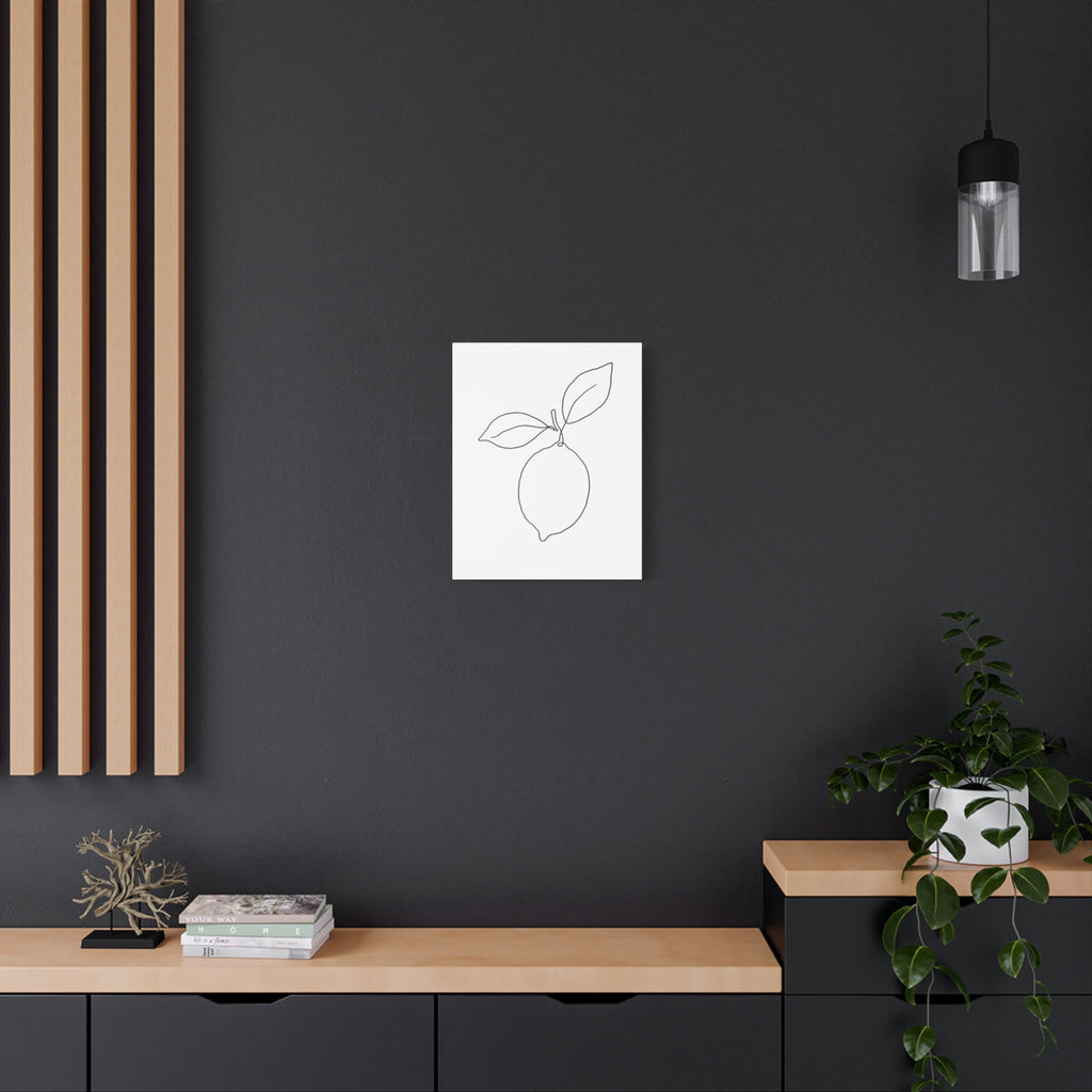 Lemon Line Art Canvas Print â€” Minimal Botanical Wall Art