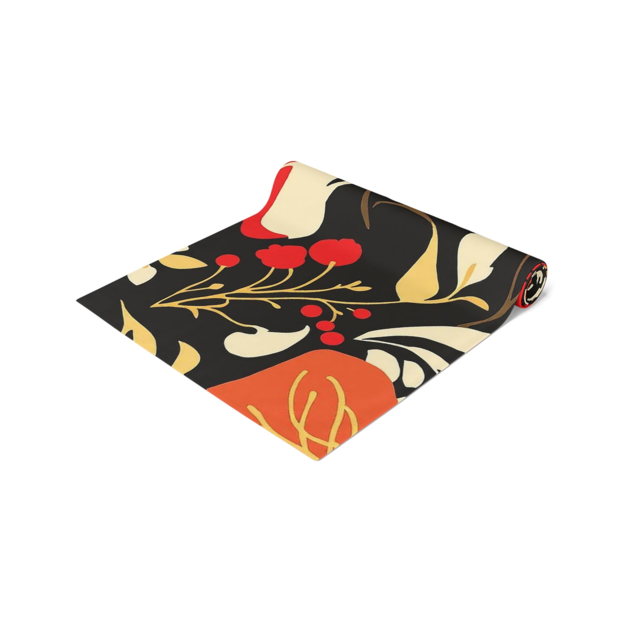 Floral Noir Table Runner â€” Coral & Cream Garden Pattern 16x72