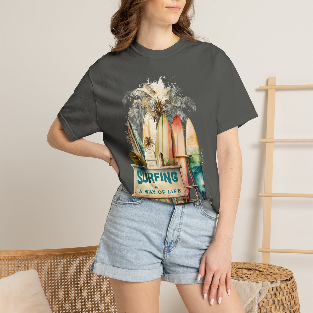 Surfing: A Way of Life T‑Shirt — Vintage Surfboard Beach Graphic Tee
