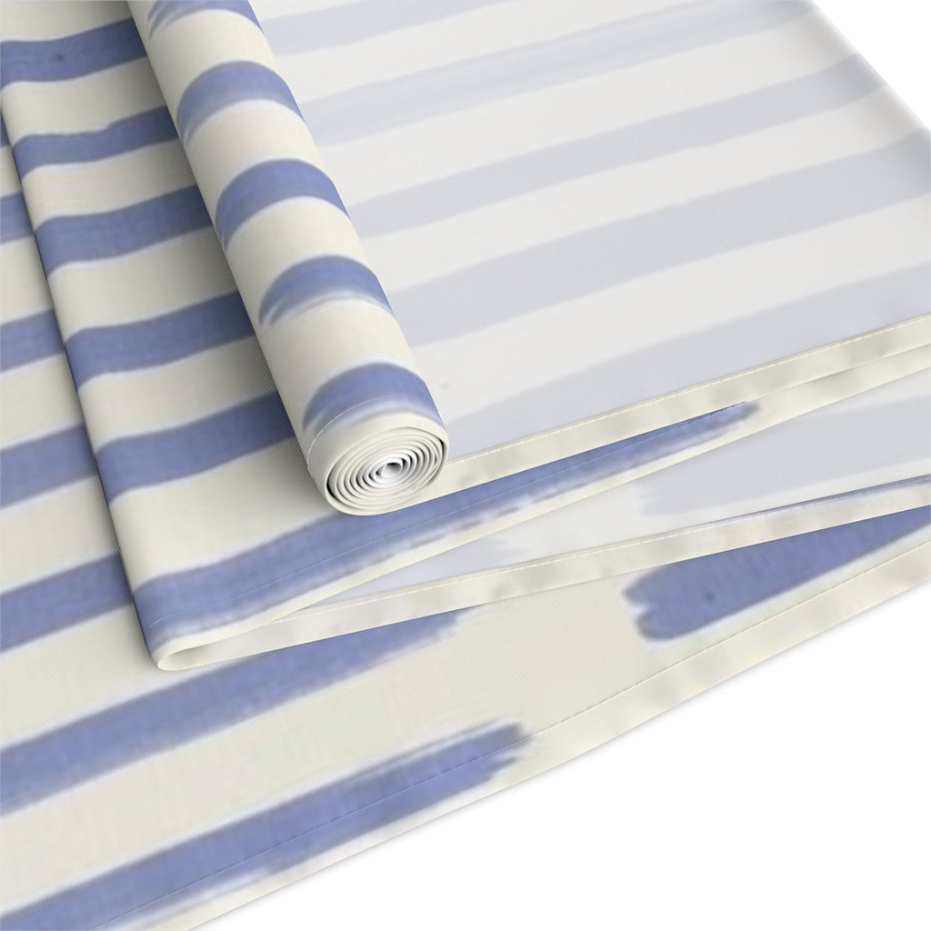 Blue Brushstroke Table Runner â€” Modern Cotton-Poly Dining Accent