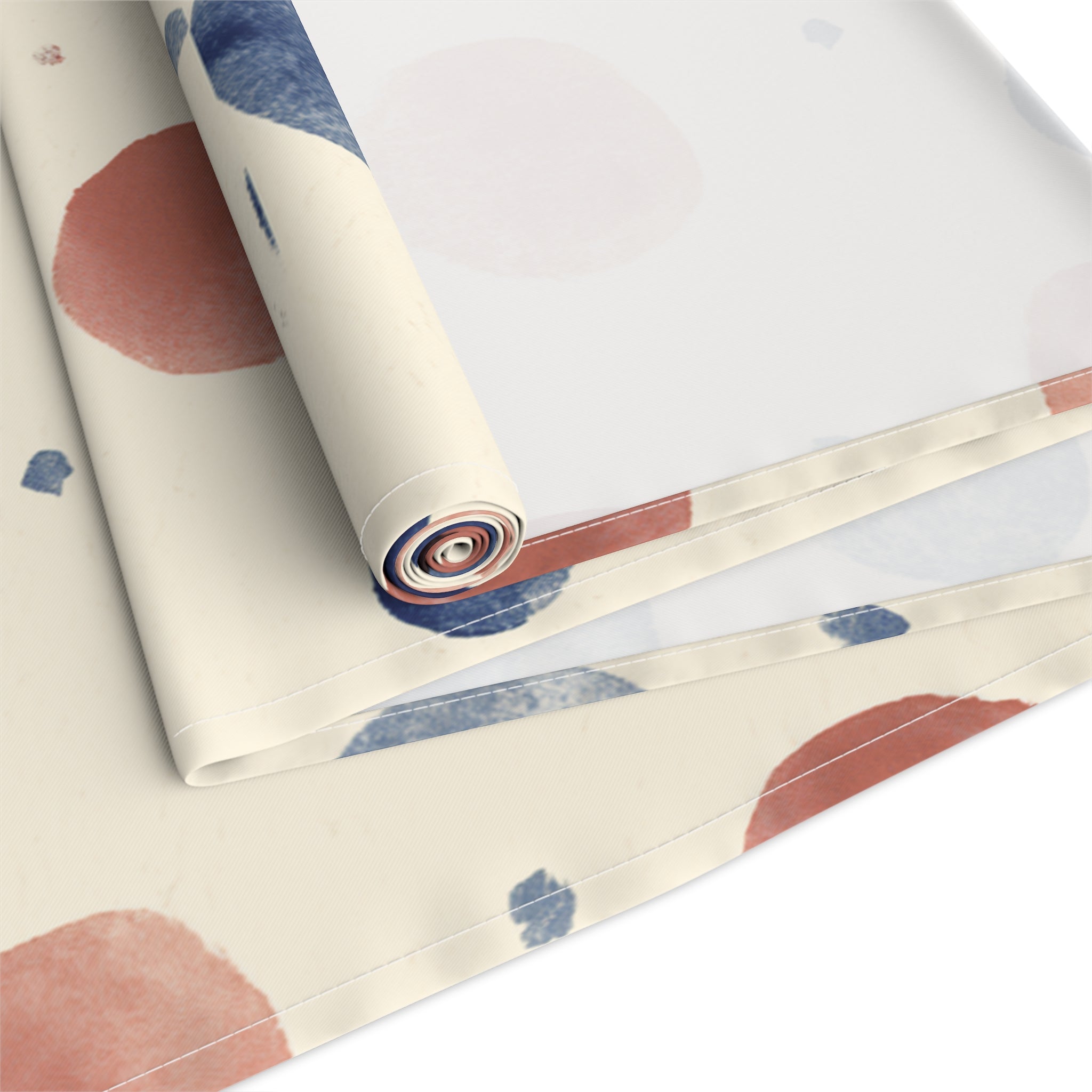 Watercolor Dot Table Runner â€” Neutral Blush & Navy Cotton-Poly Table Decor