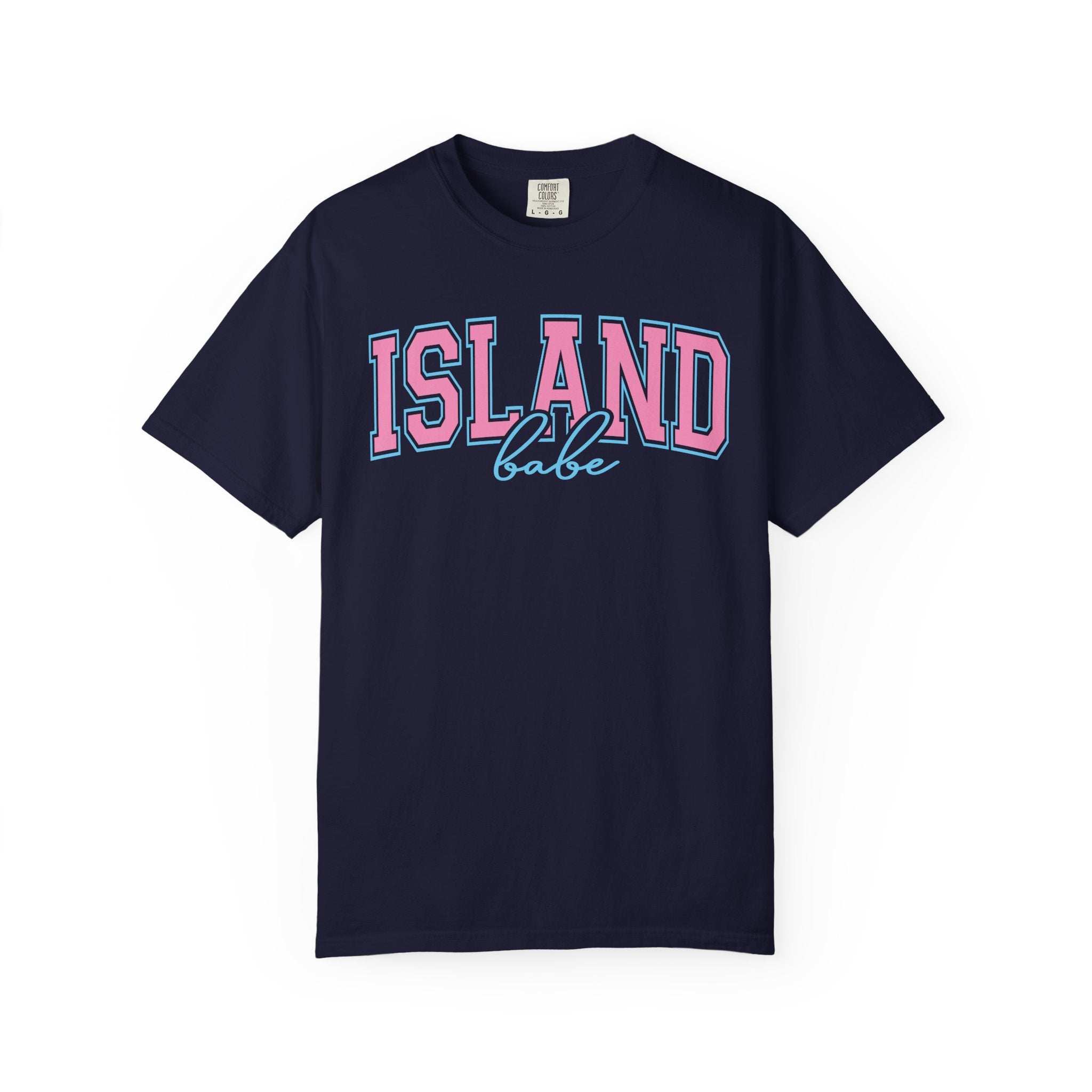 Island Babe T-Shirt — Retro Pink & Blue Beach Tee