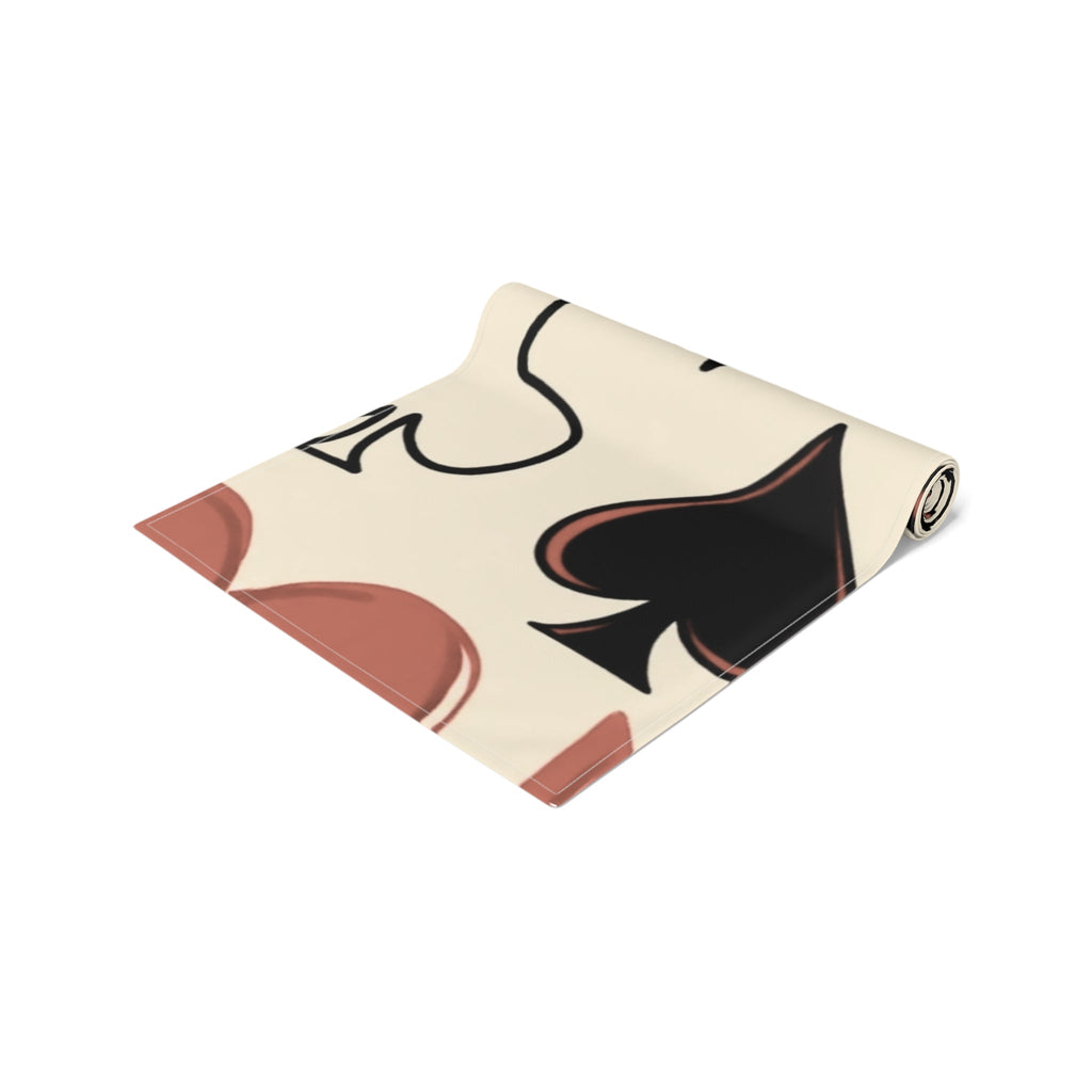 Card Suits Table Runner â€” Hearts & Spades Repeating Pattern Cotton-Poly Runner
