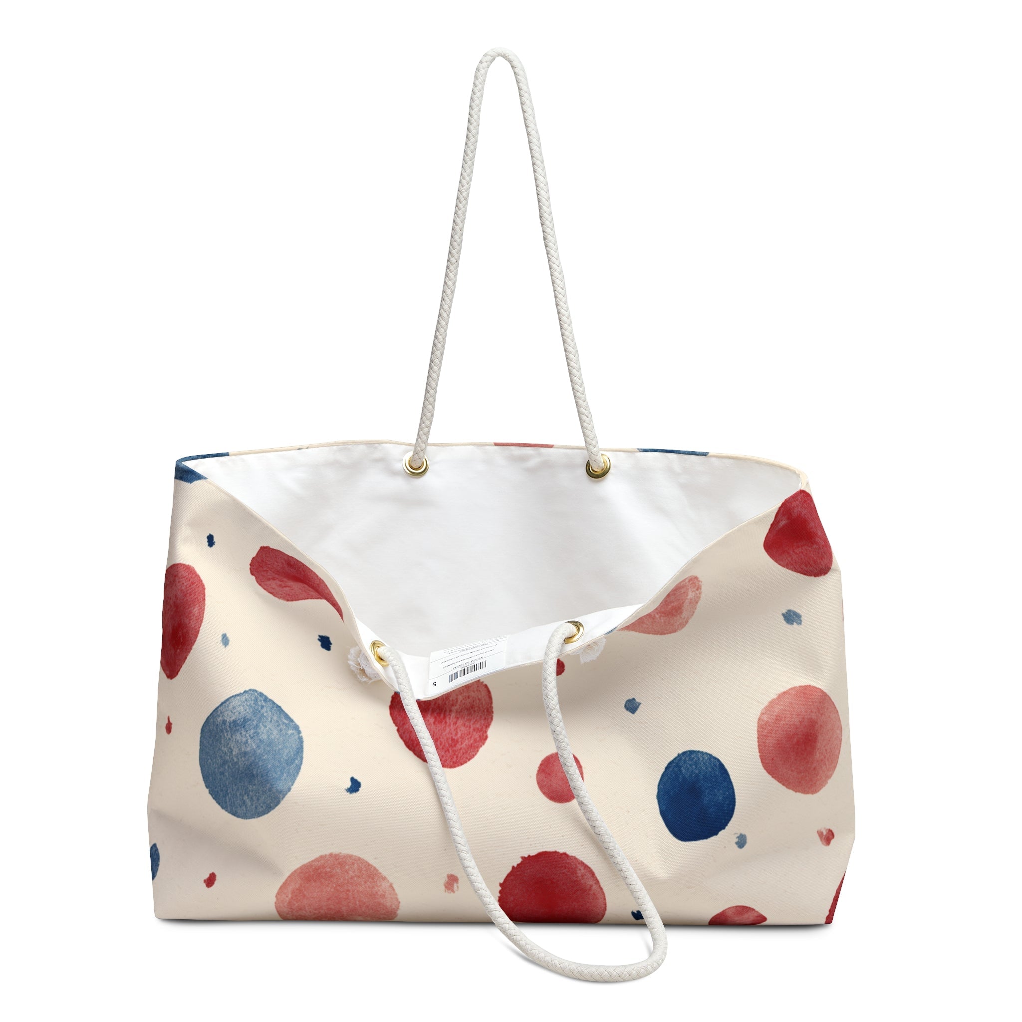 Watercolor Dot Weekender Bag â€” Red & Blue Polka Dot Travel Tote