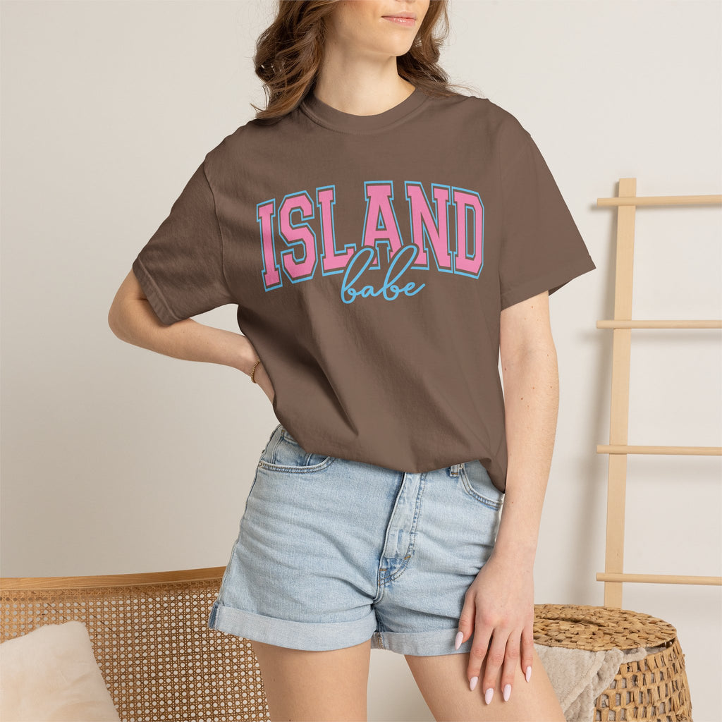 Island Babe T-Shirt — Retro Pink & Blue Beach Tee