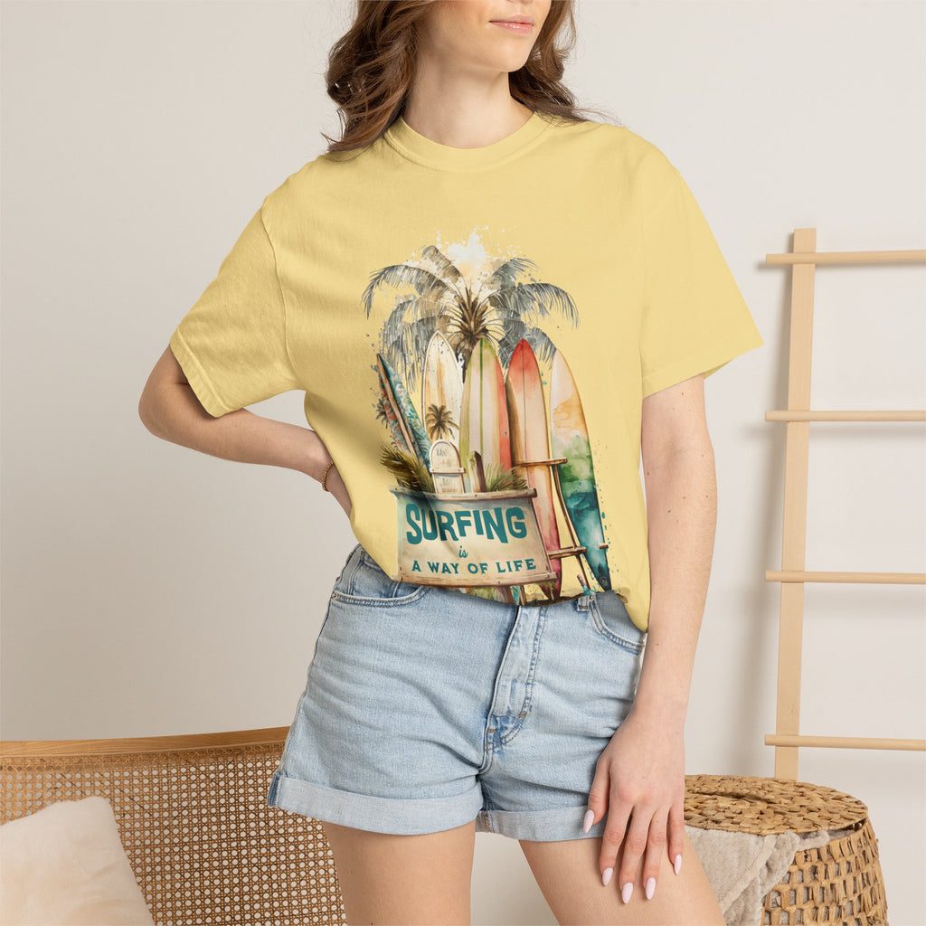 Surfing: A Way of Life T‑Shirt — Vintage Surfboard Beach Graphic Tee