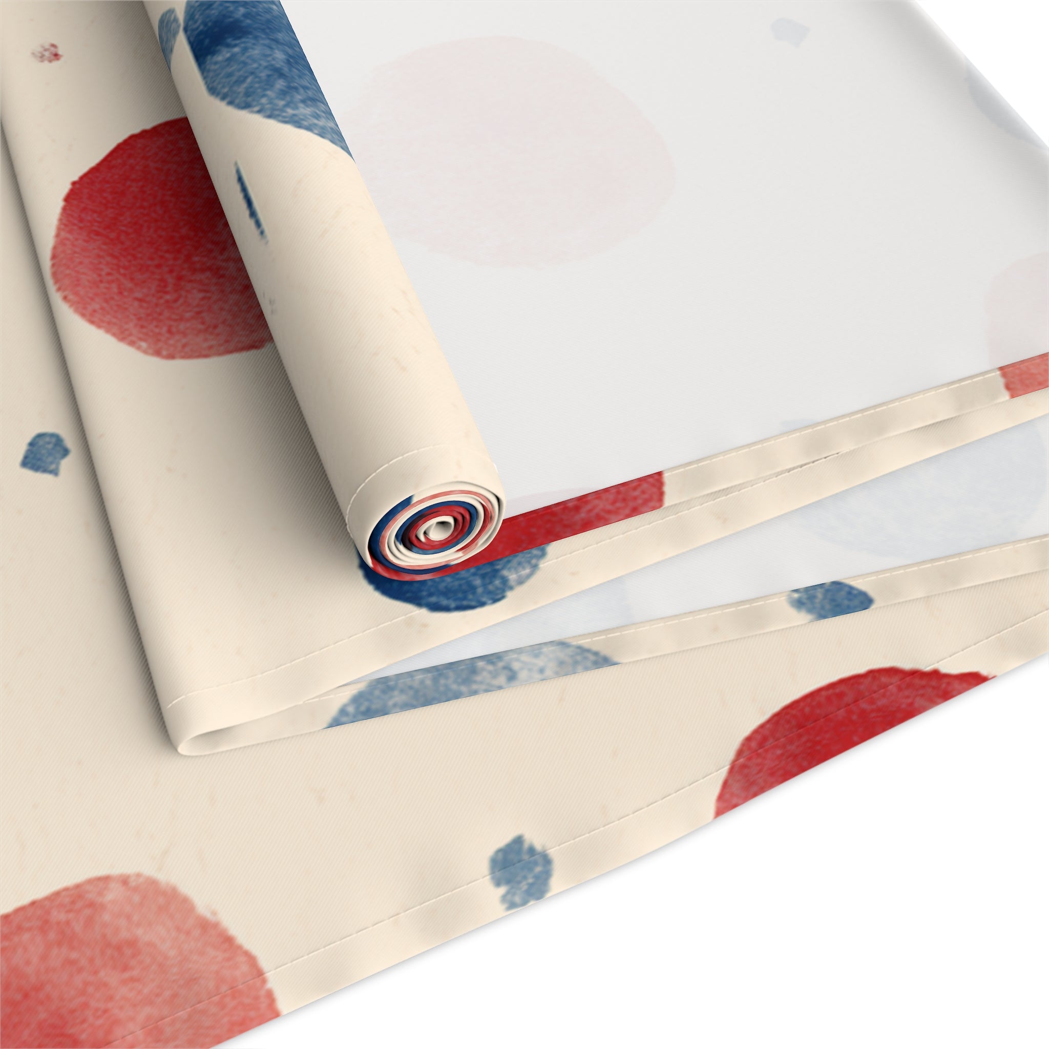 Watercolor Dot Table Runner â€” Neutral Blush & Navy Cotton-Poly Table Decor