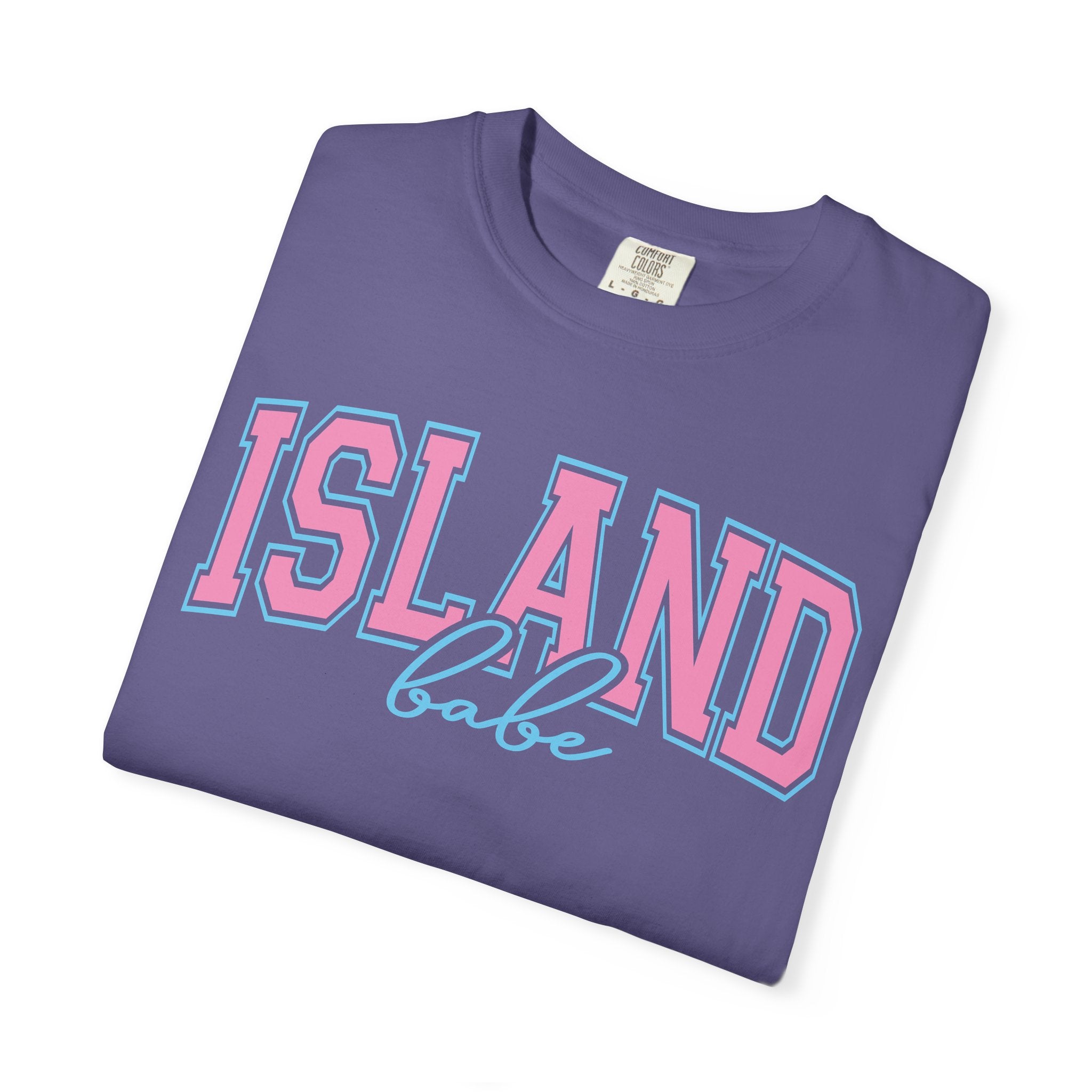 Island Babe T-Shirt — Retro Pink & Blue Beach Tee