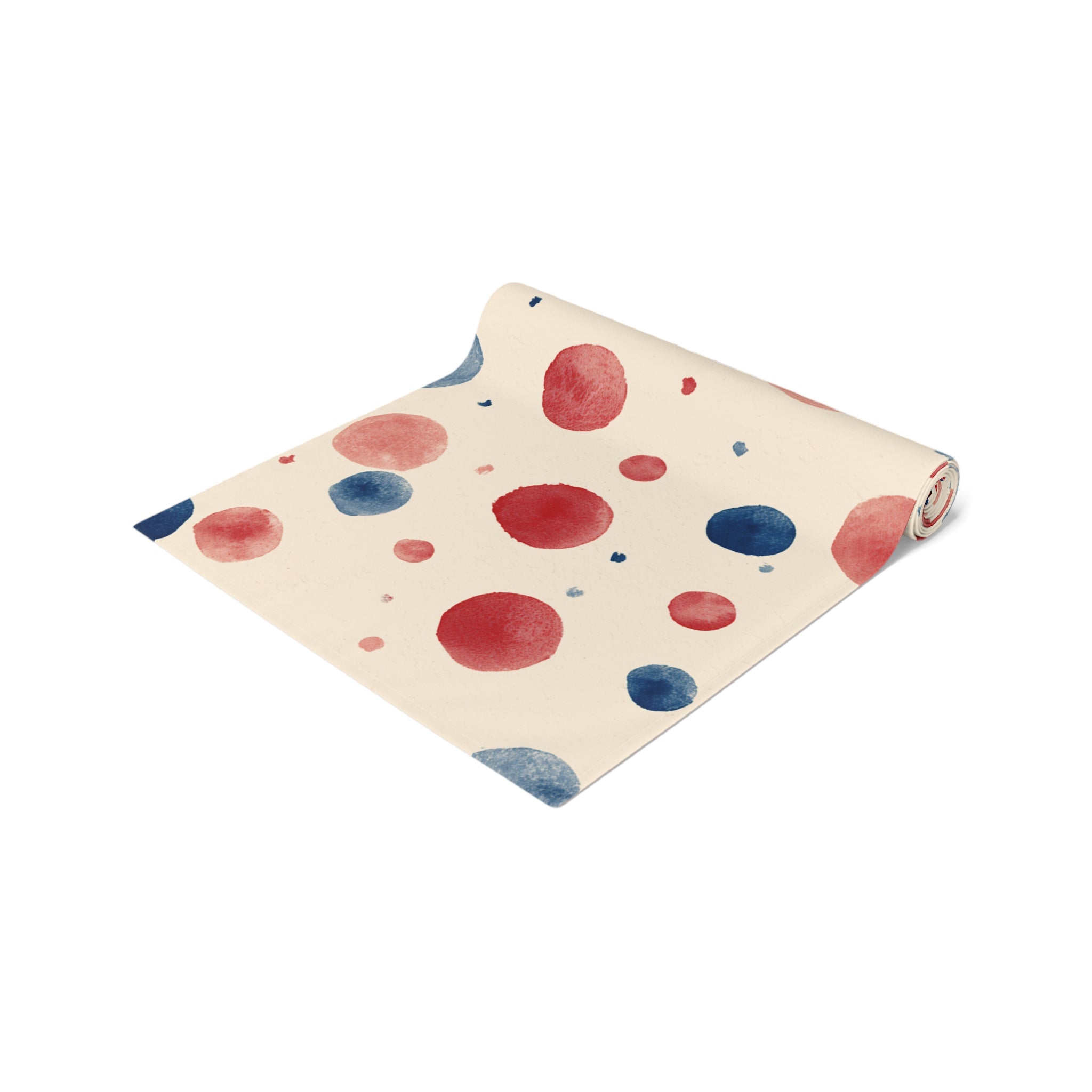 Watercolor Dot Table Runner â€” Neutral Blush & Navy Cotton-Poly Table Decor