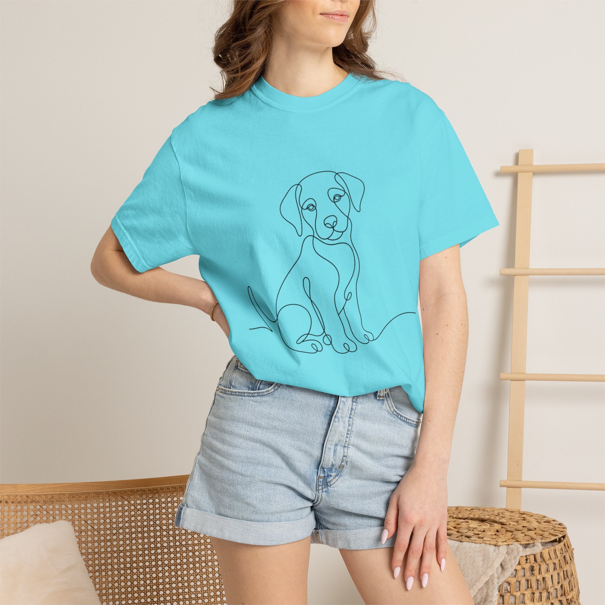Puppy Line Art T-Shirt — Minimal Dog Illustration Tee