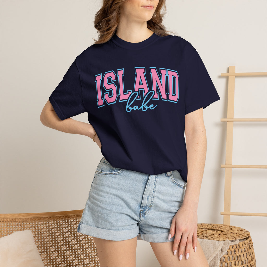 Island Babe T-Shirt — Retro Pink & Blue Beach Tee