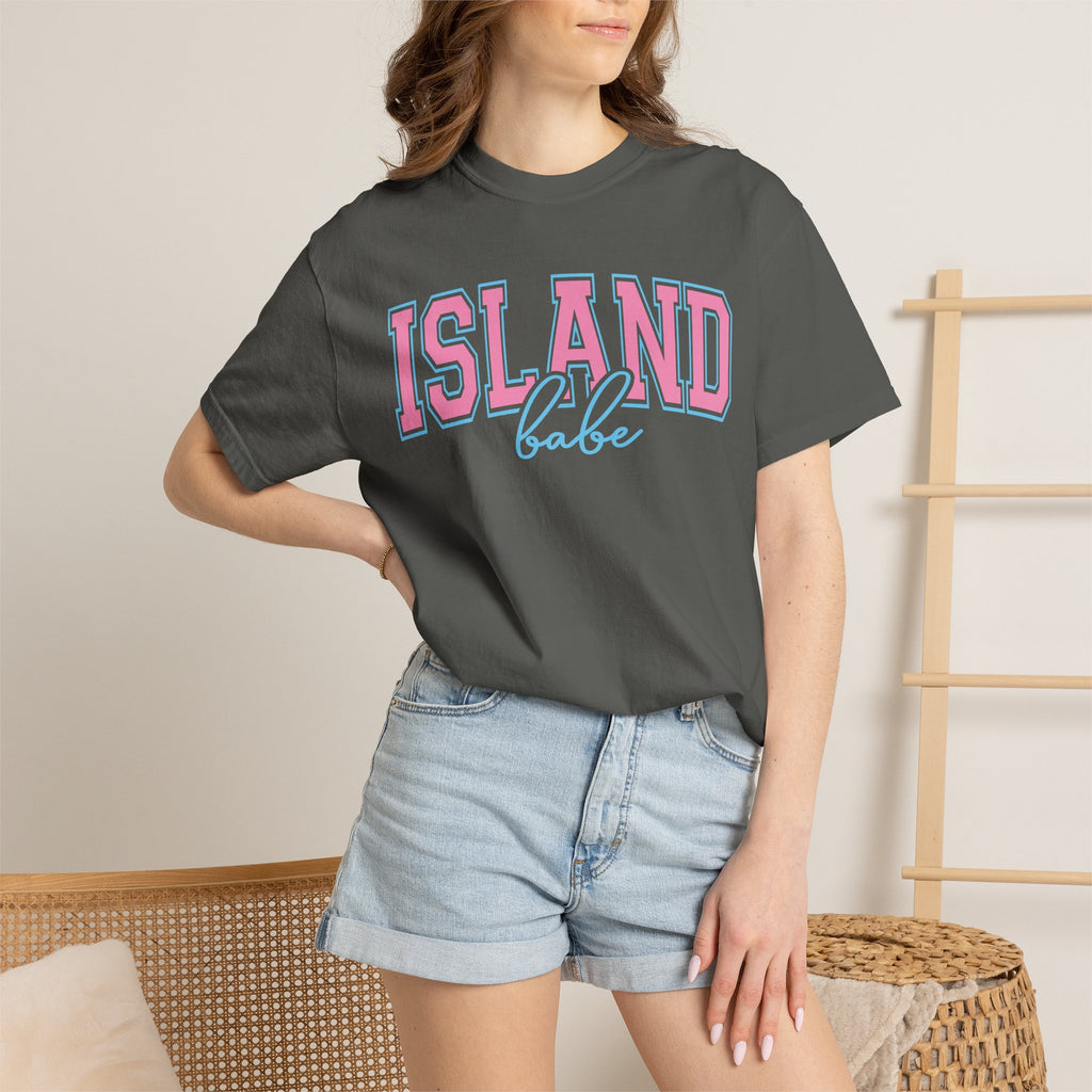 Island Babe T-Shirt — Retro Pink & Blue Beach Tee
