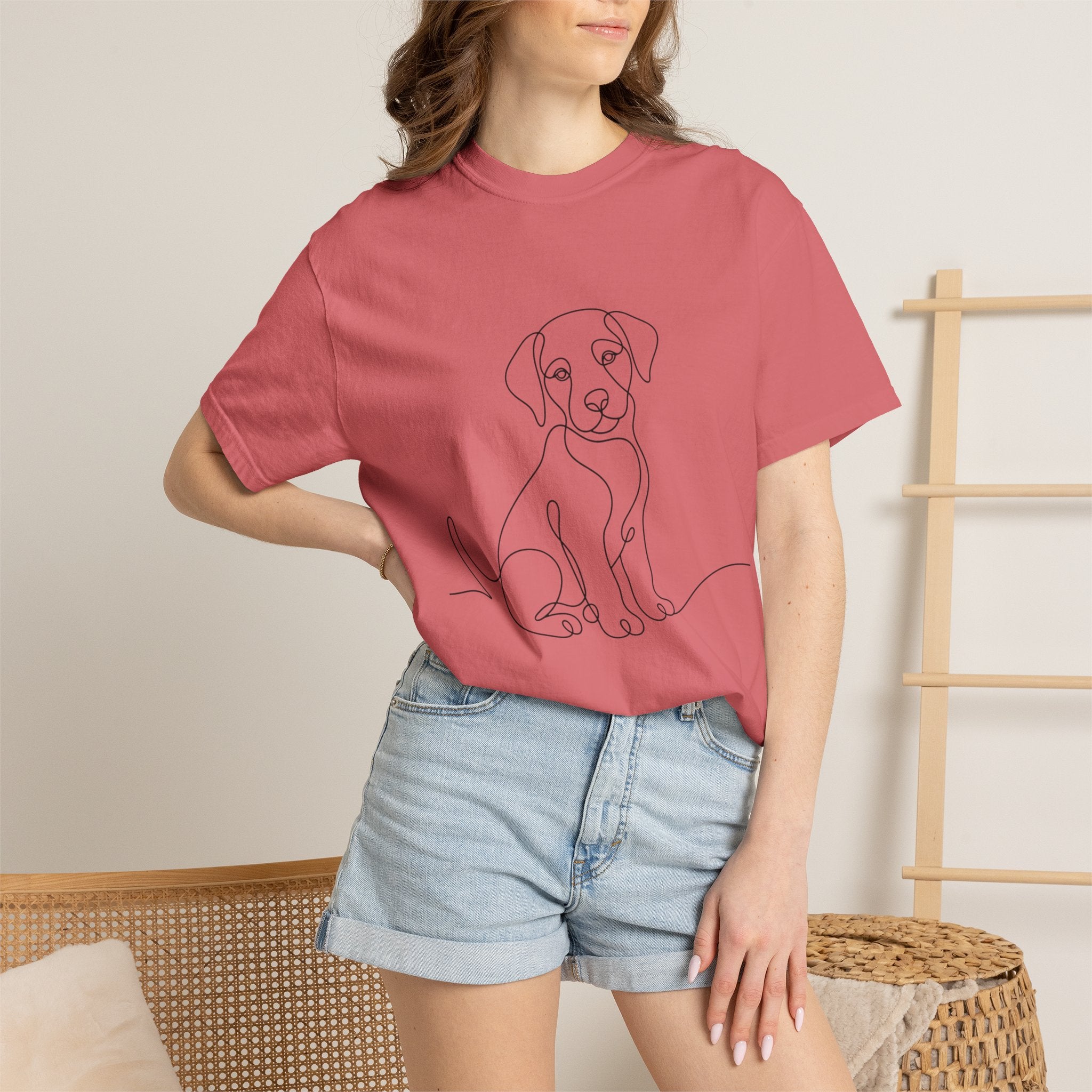 Puppy Line Art T-Shirt — Minimal Dog Illustration Tee