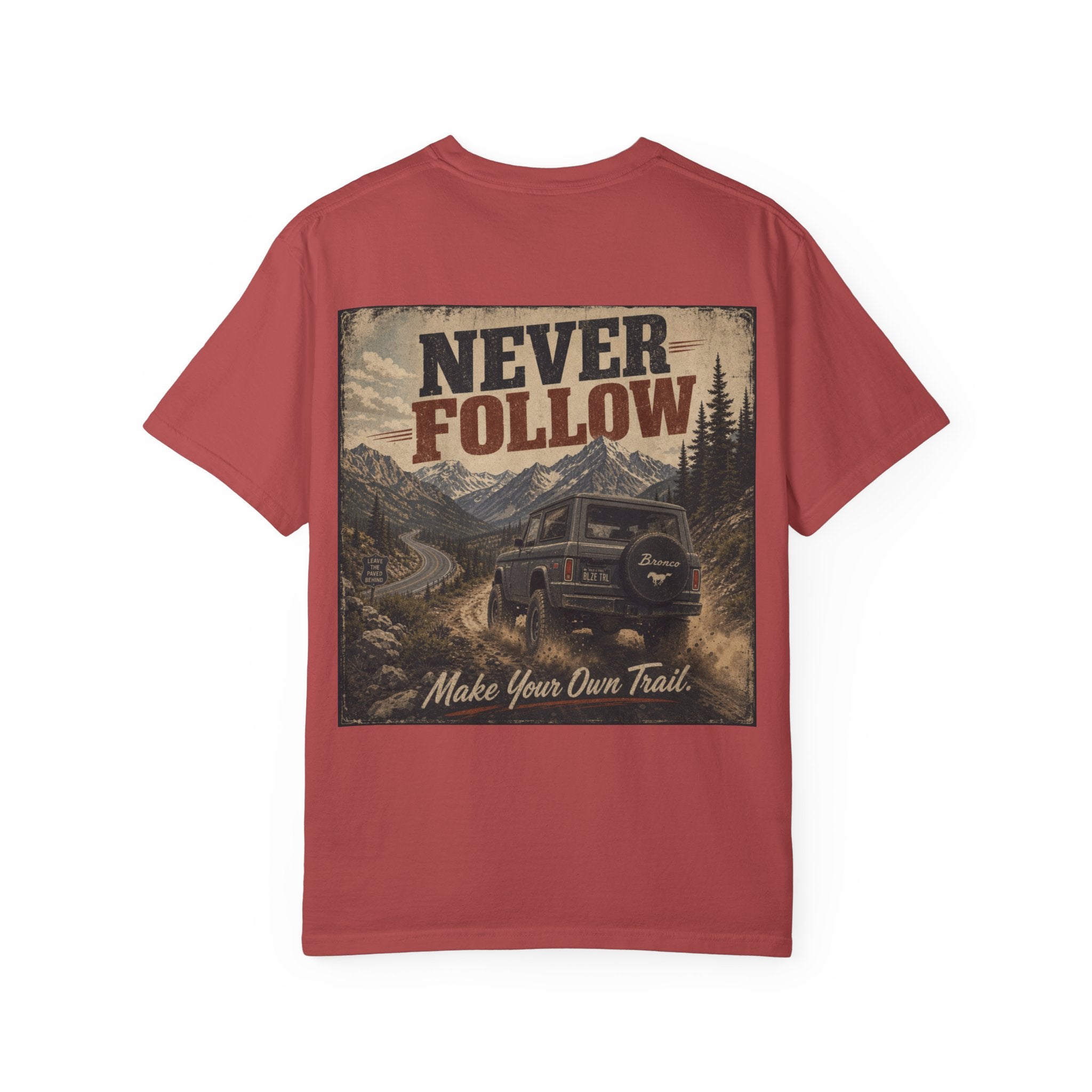 Never Follow Vintage Adventure T-Shirt — 'Make Your Own Trail' Graphic Tee