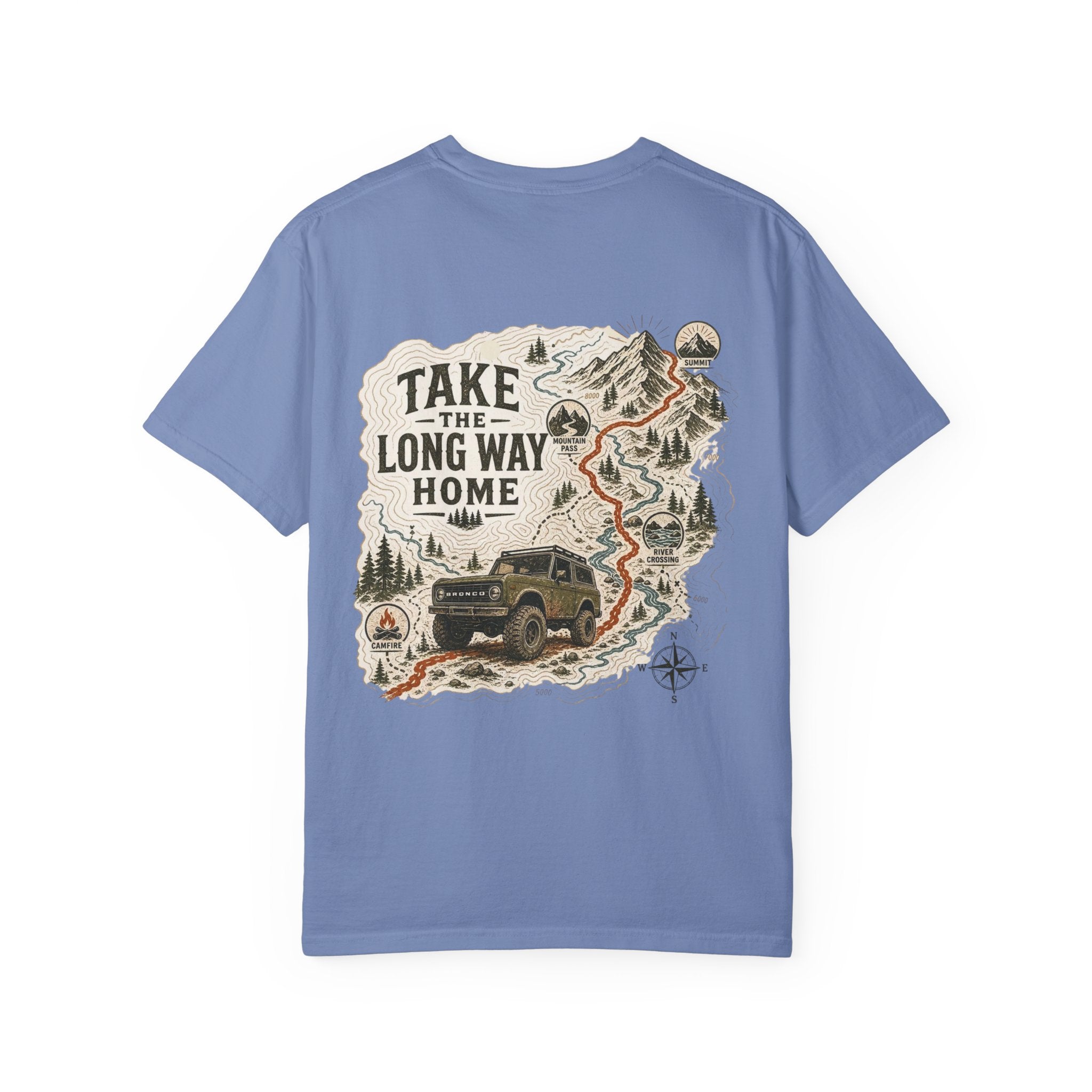 Take the Long Way Home T-Shirt — Adventure Off-Road Map Graphic Tee