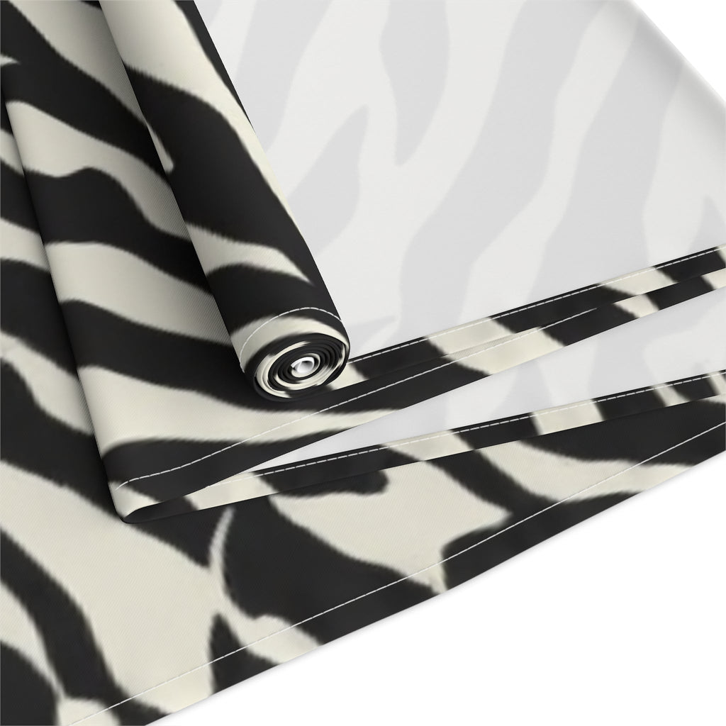Zebra Print Table Runner â€” Black & White Animal Stripe Dining Decor
