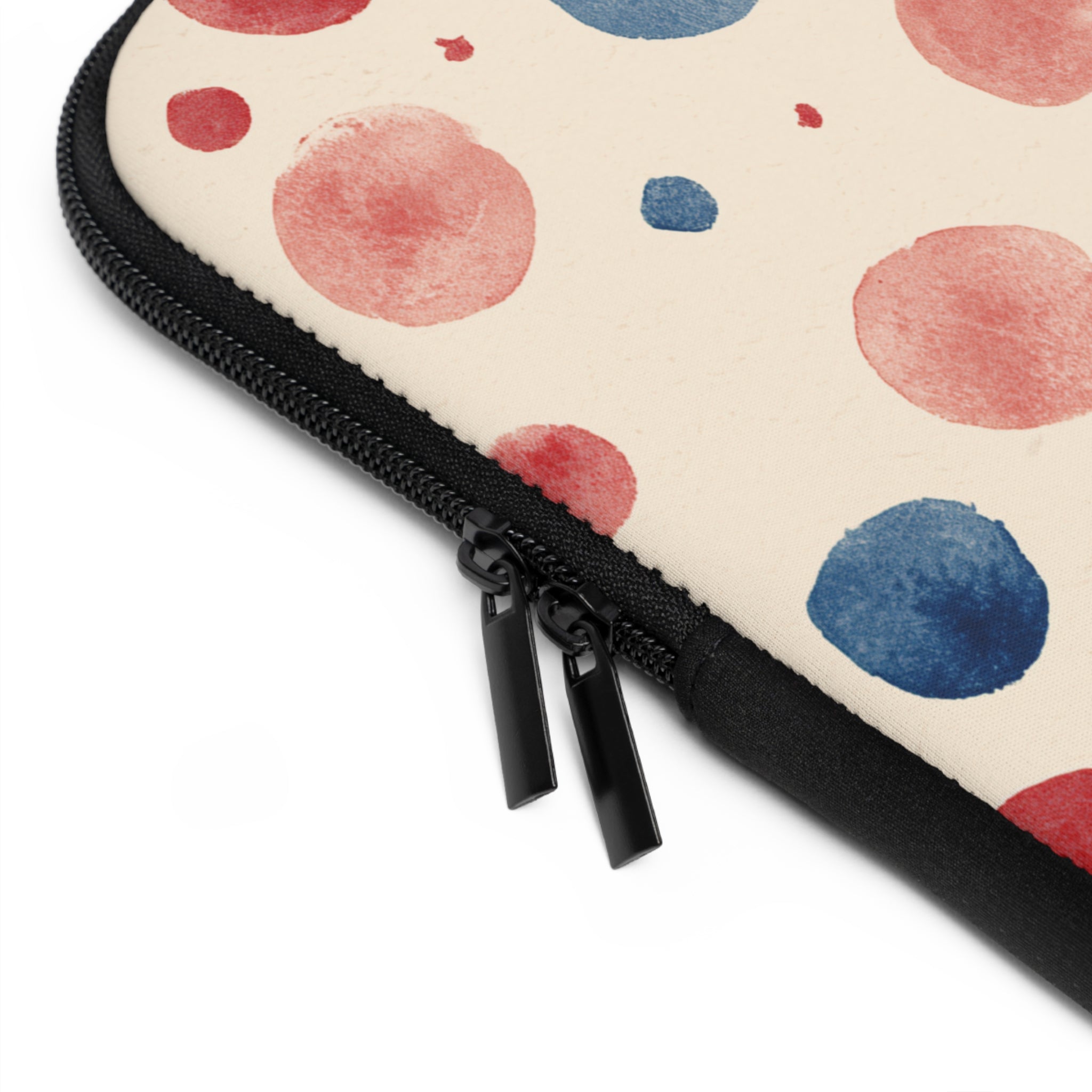 Watercolor Polka Dot Laptop Sleeve â€“ Red & Blue Dots on Cream