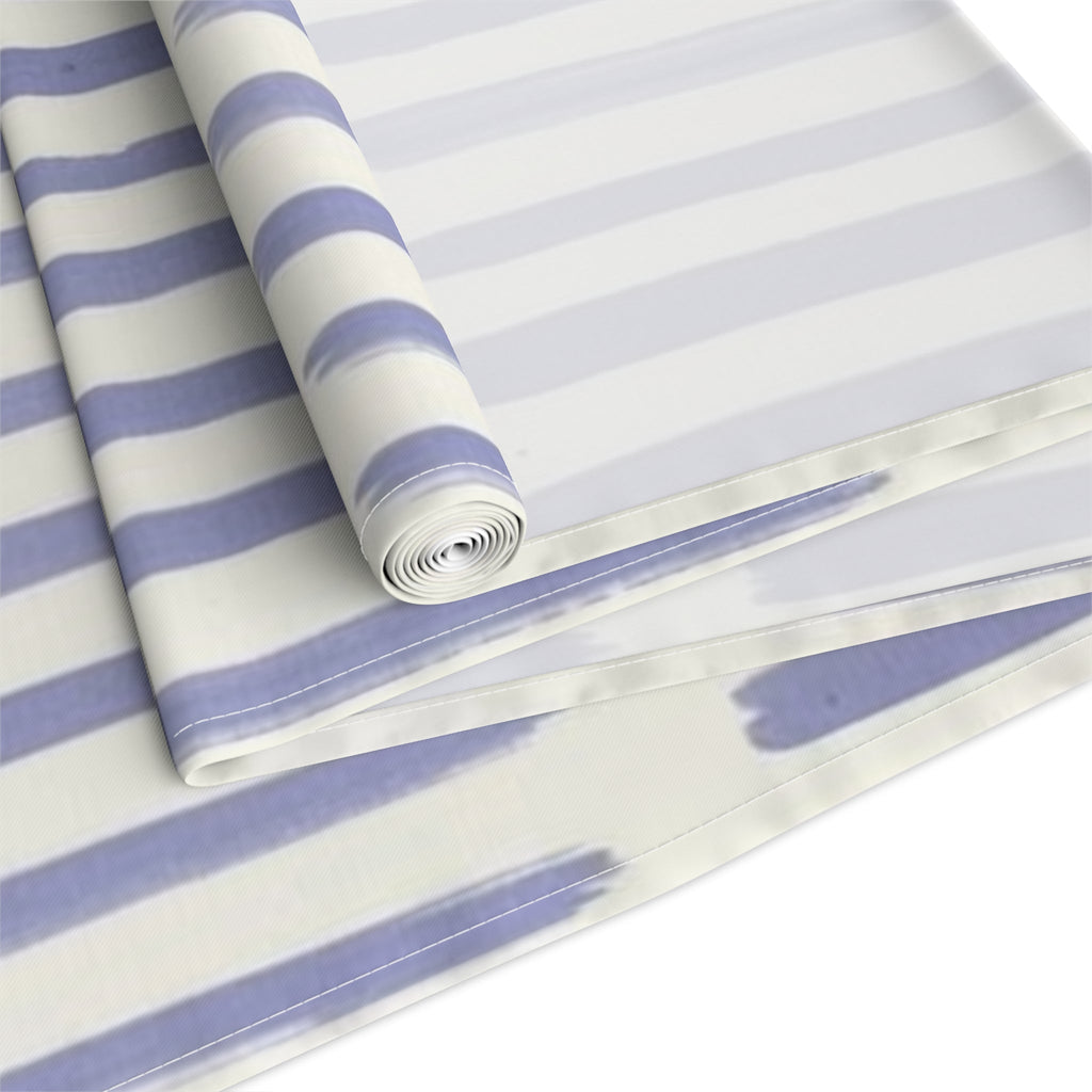 Blue Brushstroke Table Runner â€” Modern Cotton-Poly Dining Accent