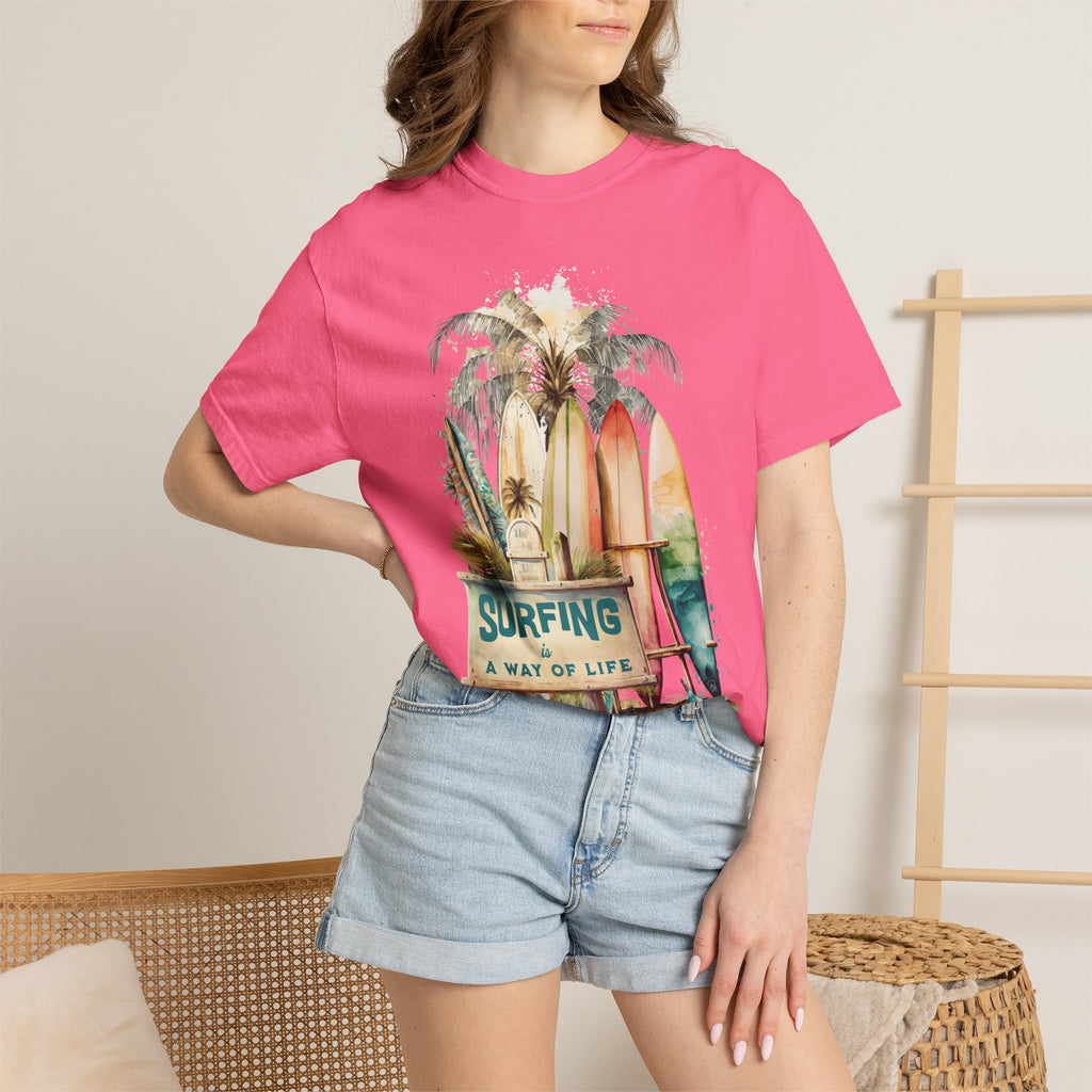 Surfing: A Way of Life T‑Shirt — Vintage Surfboard Beach Graphic Tee